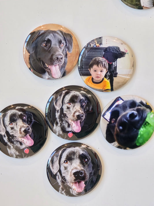 2.25" Round Custom Photo Button Magnets — Set of 6 Personalized Magnets